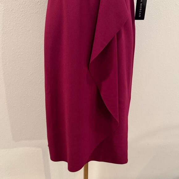 Donna Morgan Mulberry Wrap Midi Dress Burgundy 10 Elegant Flutter Sleeve Holiday - Picture 5 of 9